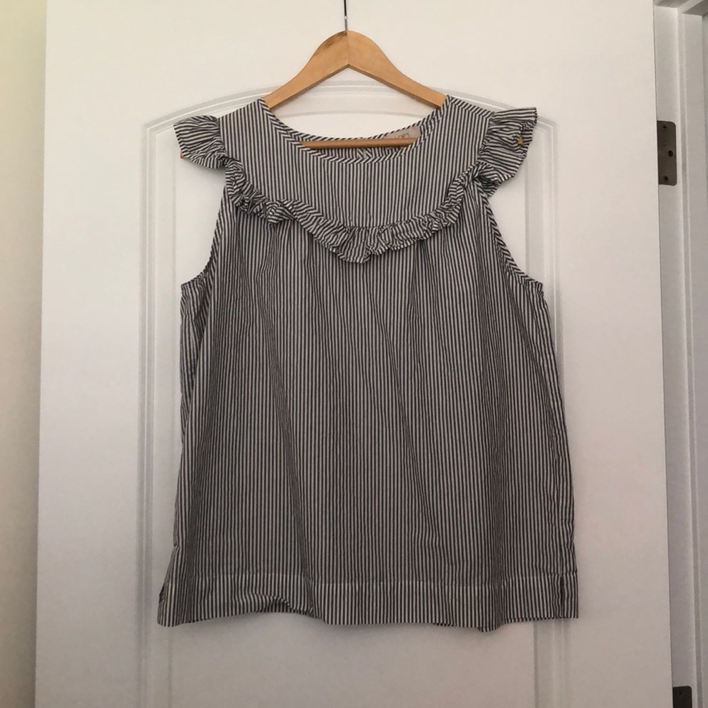 LOFT Ruffled Striped Tank